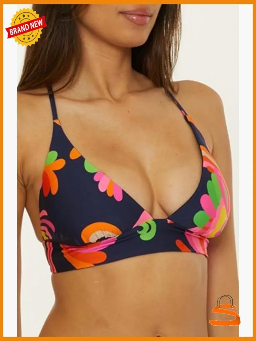 Size 6 Halter Bikini Top, Adjustable Ties, Reversible, Nylon Spandex